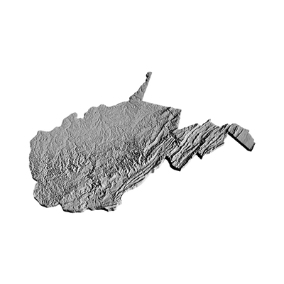 West Virginia Terrain Map design preview, countries & world