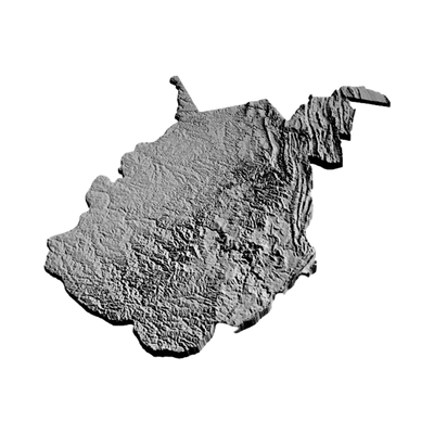 West Virginia Terrain Map detail view, ready for 3D printing and CNC routing