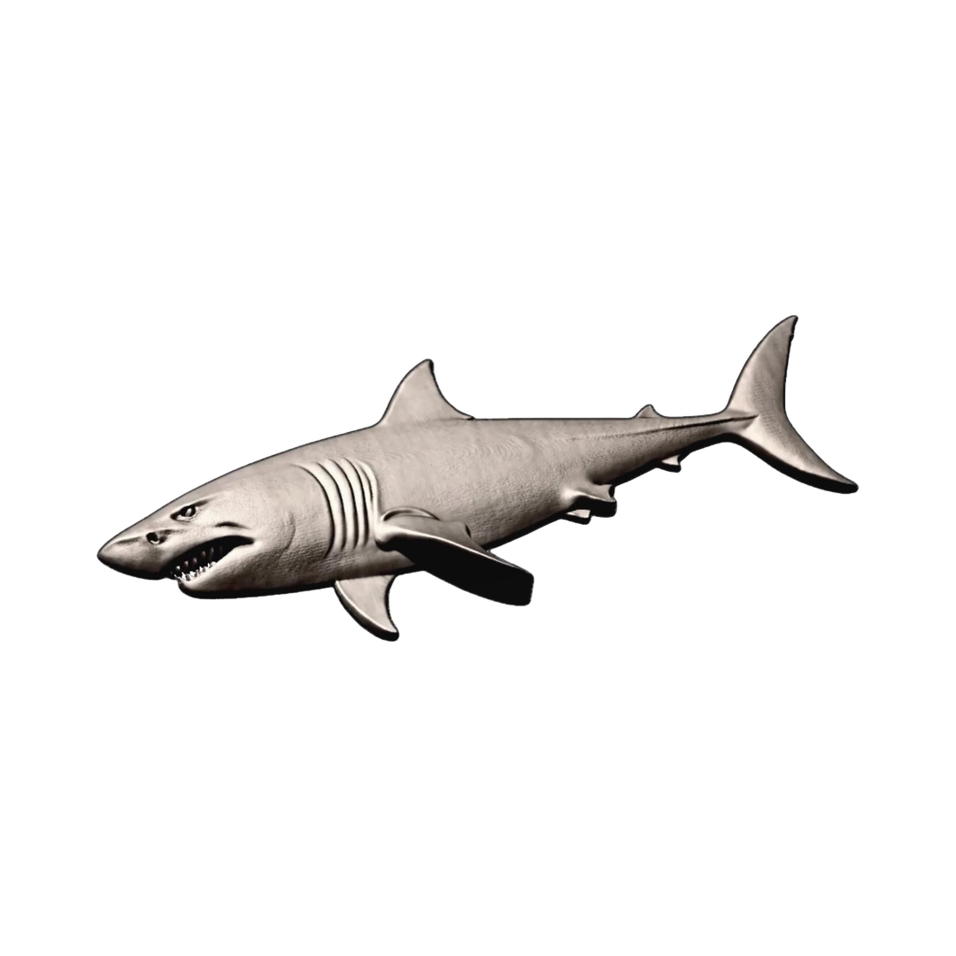 Great White Shark detail view, ready for 3D printing and CNC routing