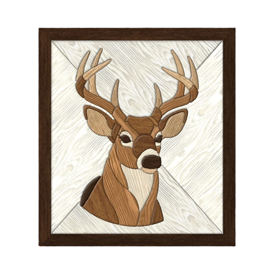 Whitetail Buck Intarsia Pattern SVG file for digital crafting, LightBurn and Vectric ready