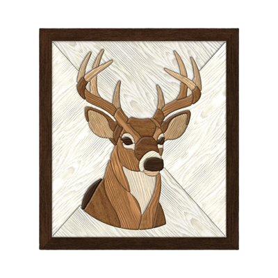 Whitetail Buck Intarsia Pattern SVG file for digital crafting, LightBurn and Vectric ready