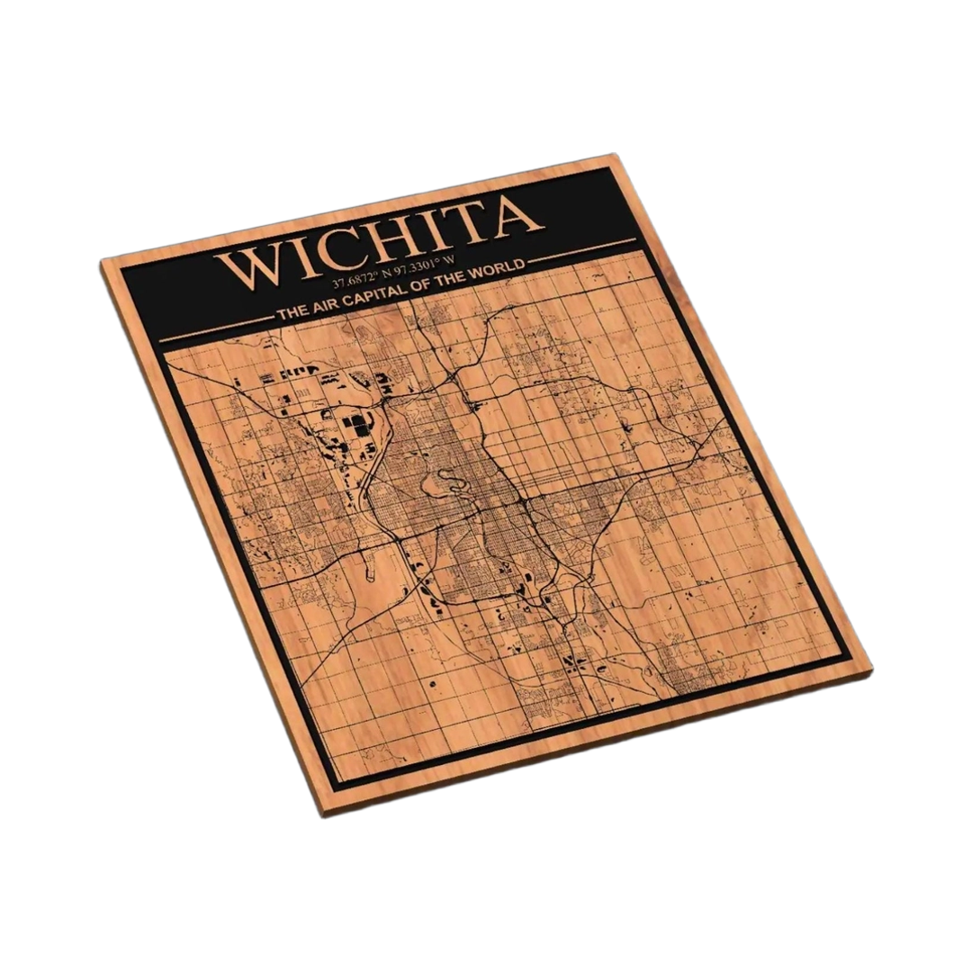 Wichita Kansas City Map SVG file for laser cutting and CNC routing, LightBurn and Vectric ready