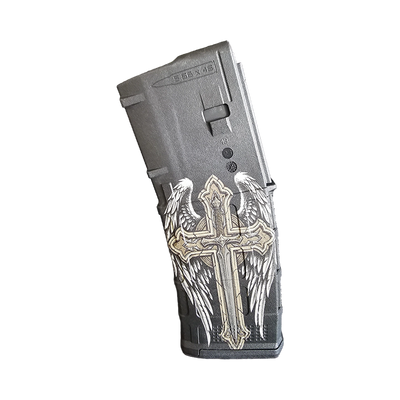 Winged Cross MAG Fiber Laser Design design preview, pmag designs