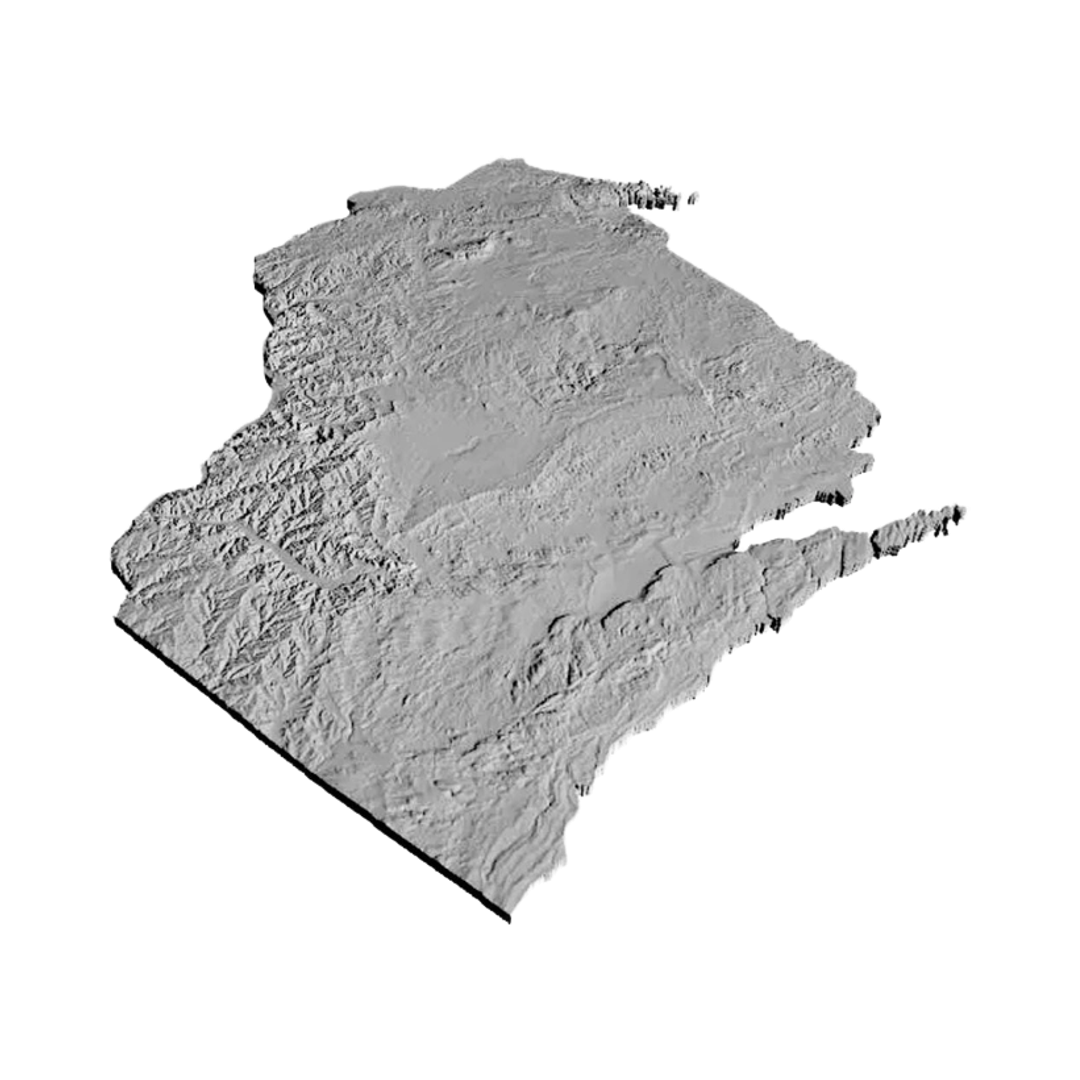 Wisconsin Terrain Map detail view, ready for 3D printing and CNC routing