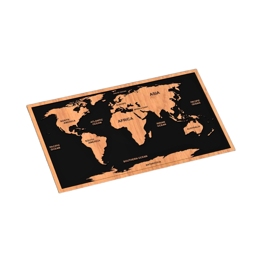 World Map SVG file for laser cutting and CNC routing, LightBurn and Vectric ready