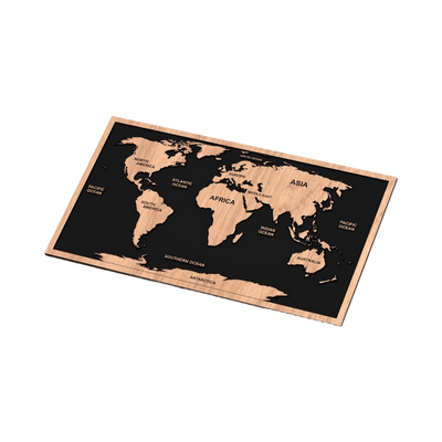 World Map detail view, ready for laser cutting and CNC routing