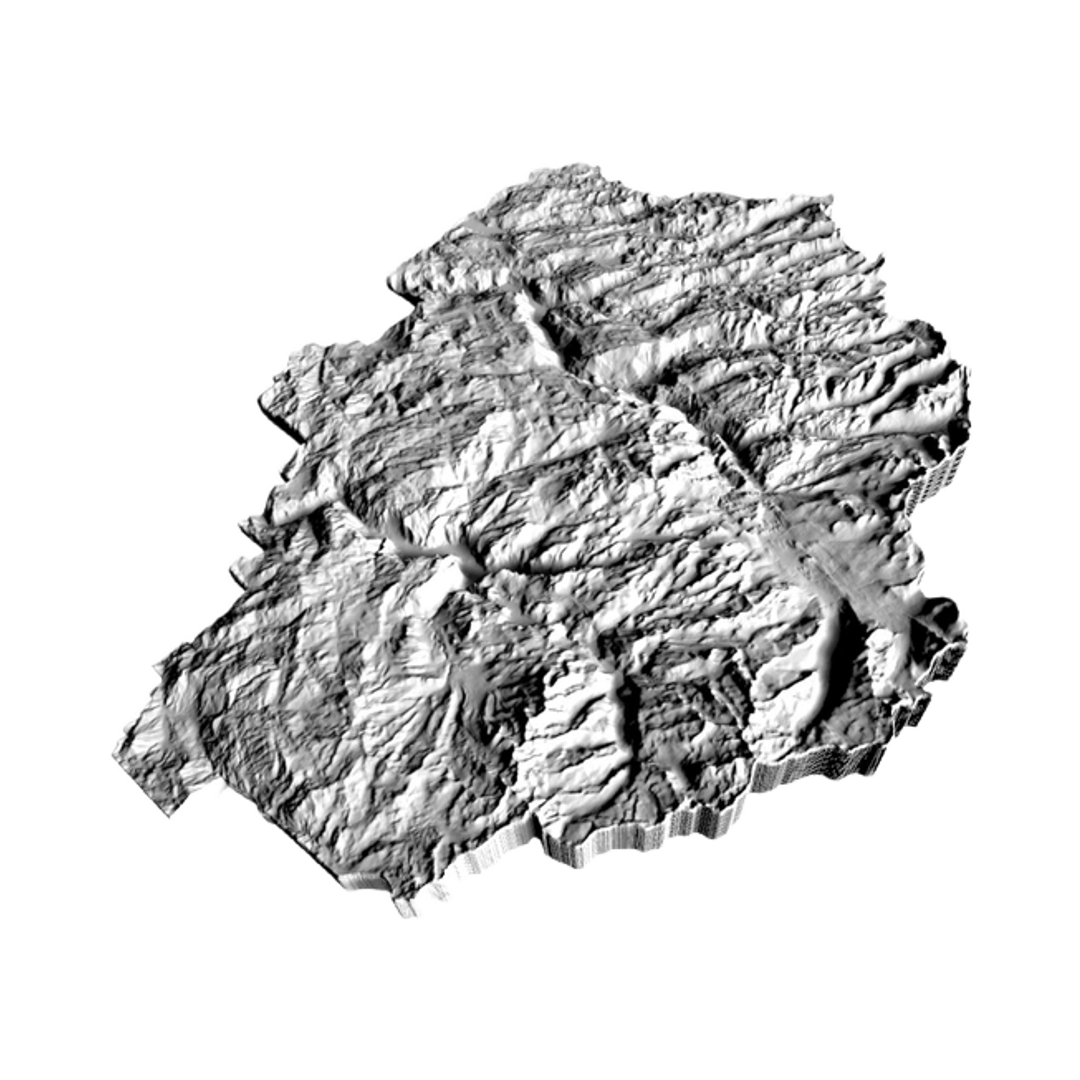 Yosemite National Park Topographic Map detail view, ready for 3D printing and CNC routing