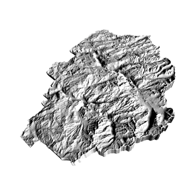 Yosemite National Park Topographic Map detail view, ready for 3D printing and CNC routing