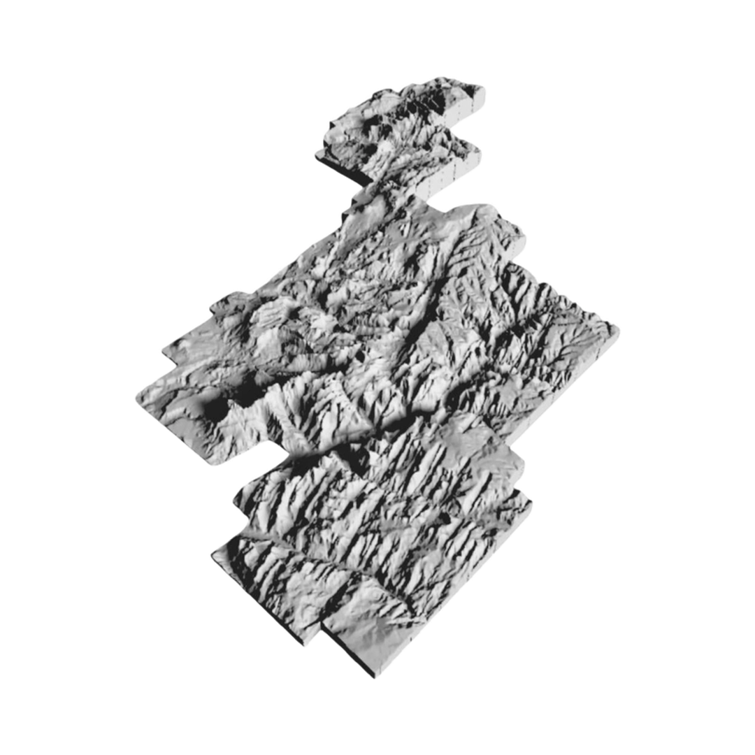 Zion National Park Terrain Map detail view, ready for 3D printing and CNC routing