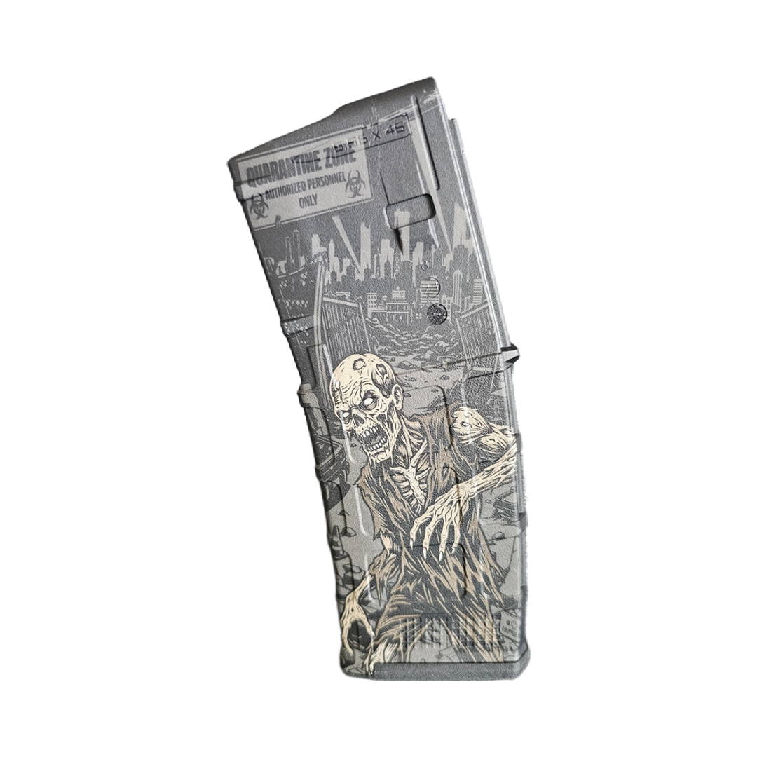 Zombie Outbreak Quarantine Zone MAG Fiber Laser Engraving Design detail view, ready for digital crafting