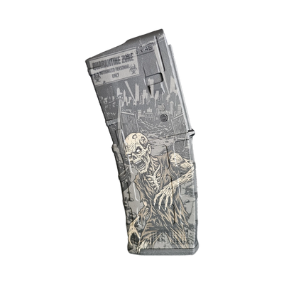 Zombie Outbreak Quarantine Zone MAG Fiber Laser Engraving Design detail view, ready for digital crafting